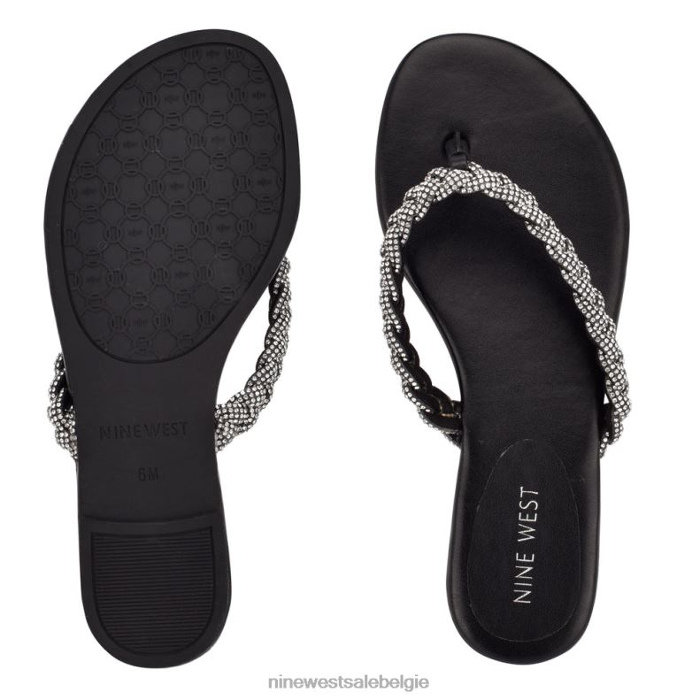 Nine West L48XT112 zwart tinee platte sandalen