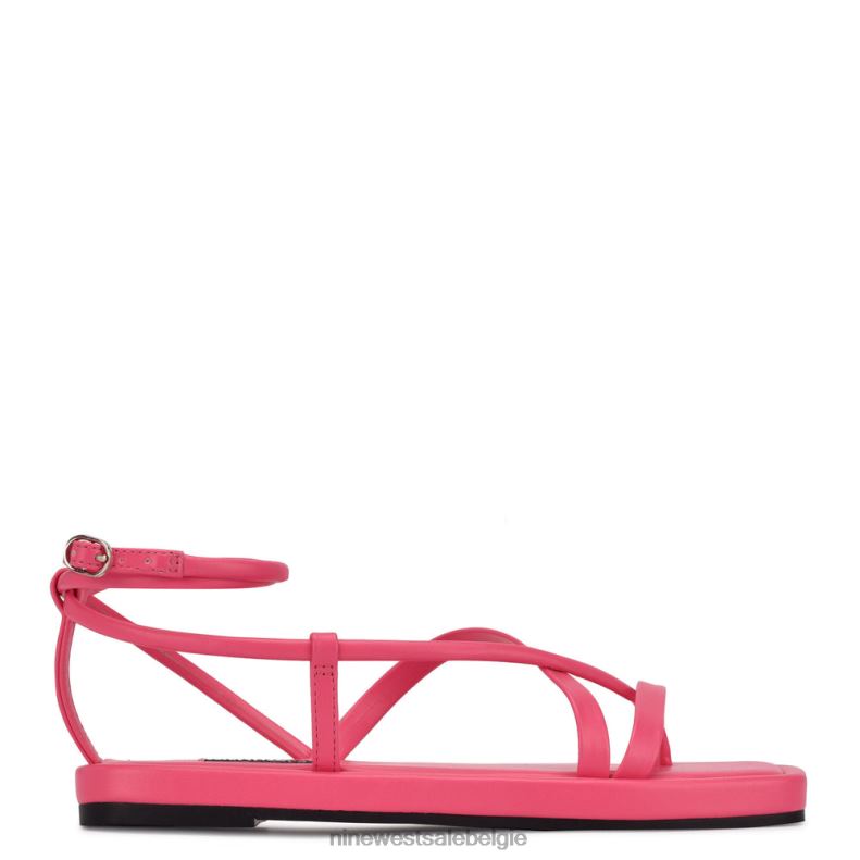 Nine West L48XT117 wauw roze waren platte sandalen met bandjes