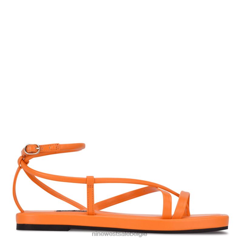 Nine West L48XT120 levendig oranje waren platte sandalen met bandjes