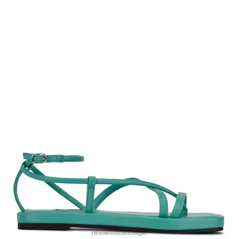 Nine West L48XT121 turkoois waren platte sandalen met bandjes