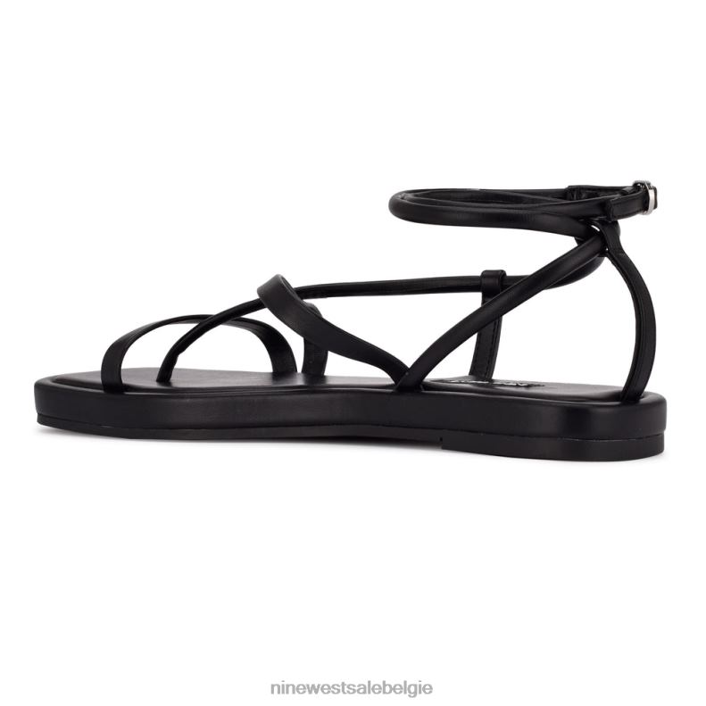 Nine West L48XT122 zwart waren platte sandalen met bandjes