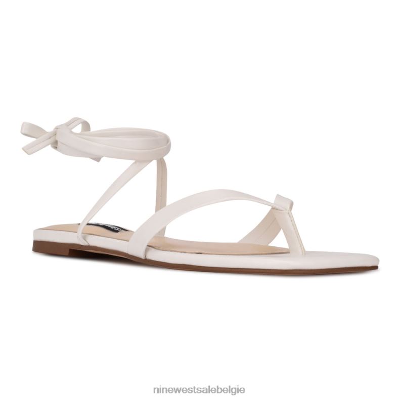 Nine West L48XT123 wit news platte sandalen met enkelwikkel