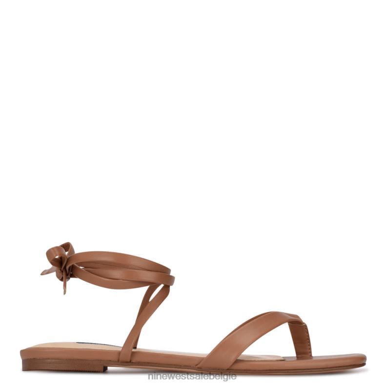 Nine West L48XT124 natuurlijk news platte sandalen met enkelwikkel