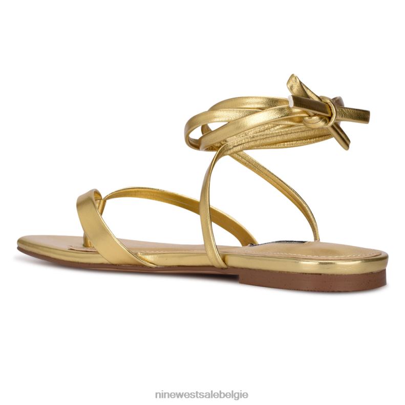 Nine West L48XT125 goud news platte sandalen met enkelwikkel