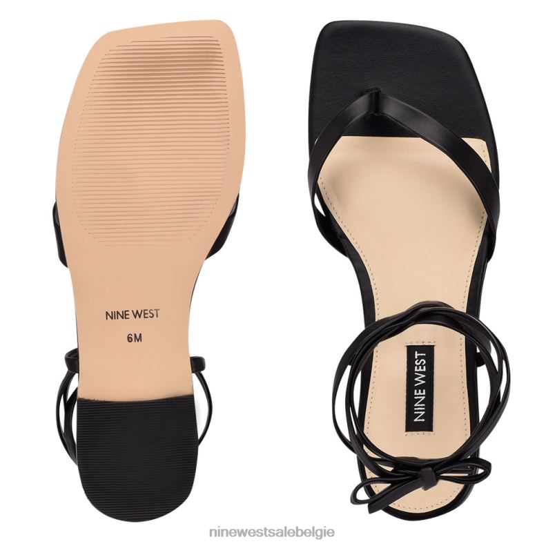 Nine West L48XT126 zwart news platte sandalen met enkelwikkel