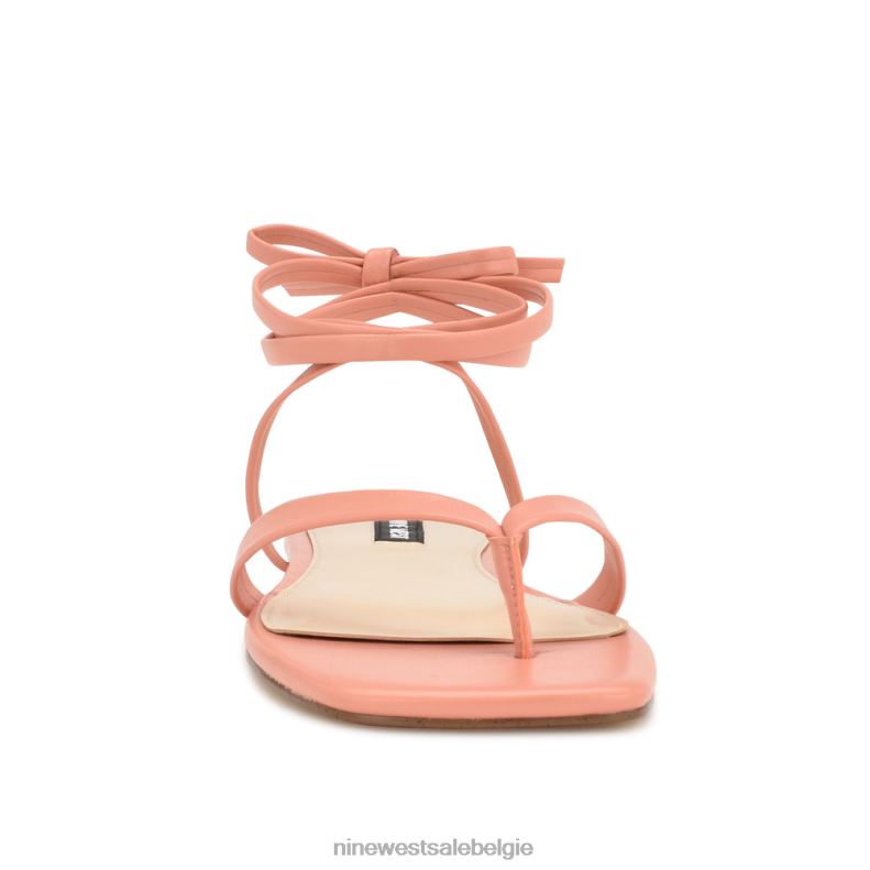 Nine West L48XT14 perzik news platte sandalen met enkelwikkel