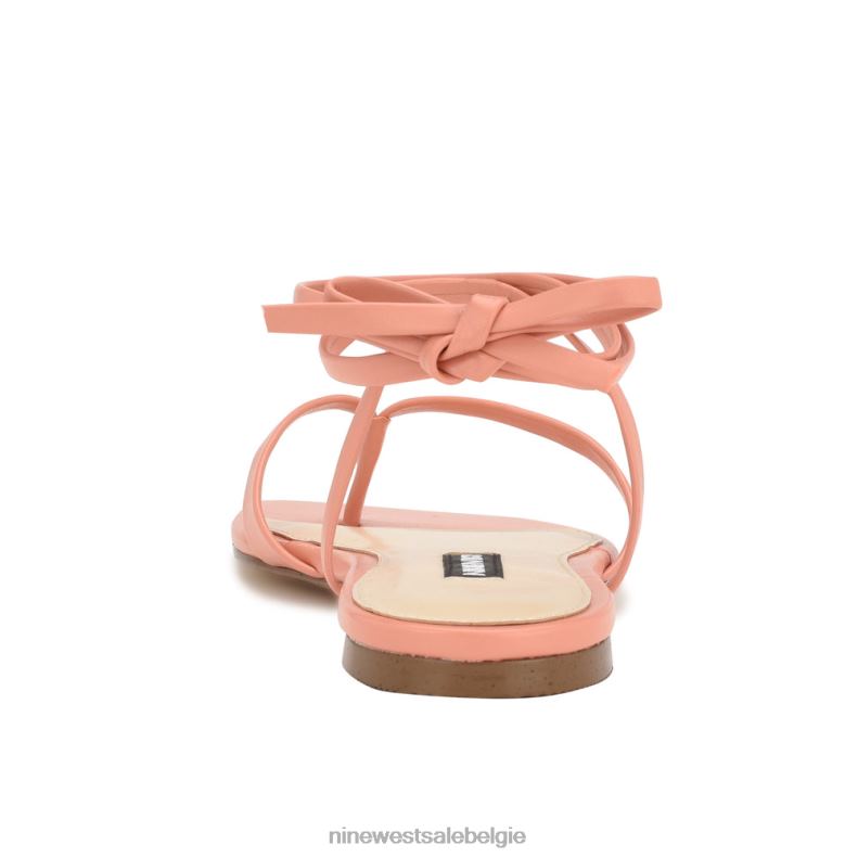 Nine West L48XT14 perzik news platte sandalen met enkelwikkel