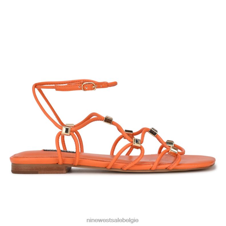 Nine West L48XT15 oranje Majah platte sandalen met bandjes