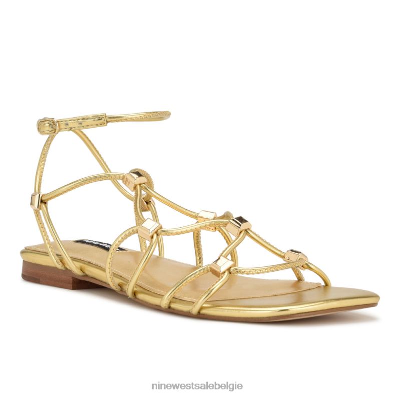 Nine West L48XT17 goud Majah platte sandalen met bandjes