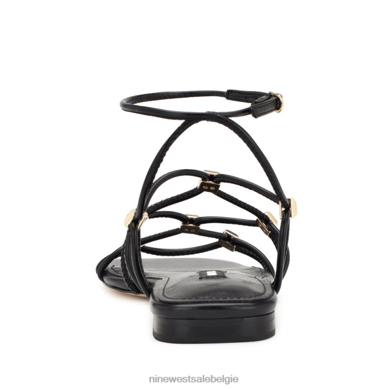 Nine West L48XT18 zwart Majah platte sandalen met bandjes