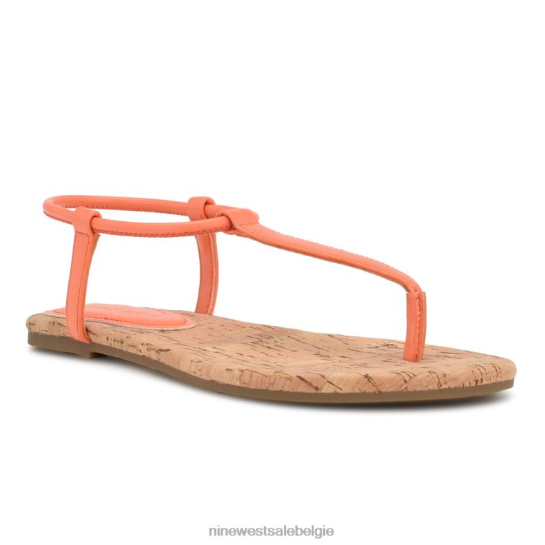 Nine West L48XT25 perfecte oranje bassie platte sandalen