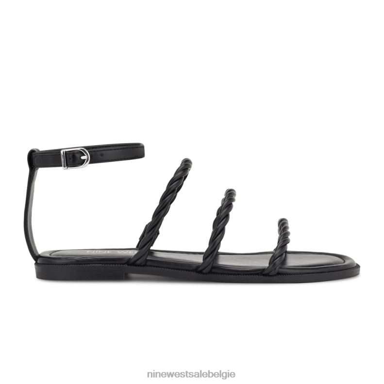 Nine West L48XT27 zwart Platte sandalen met enkelbandje van ipster