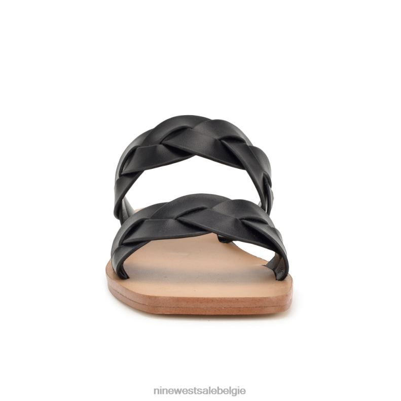 Nine West L48XT2 zwart geweven koninklijke platte sandalen