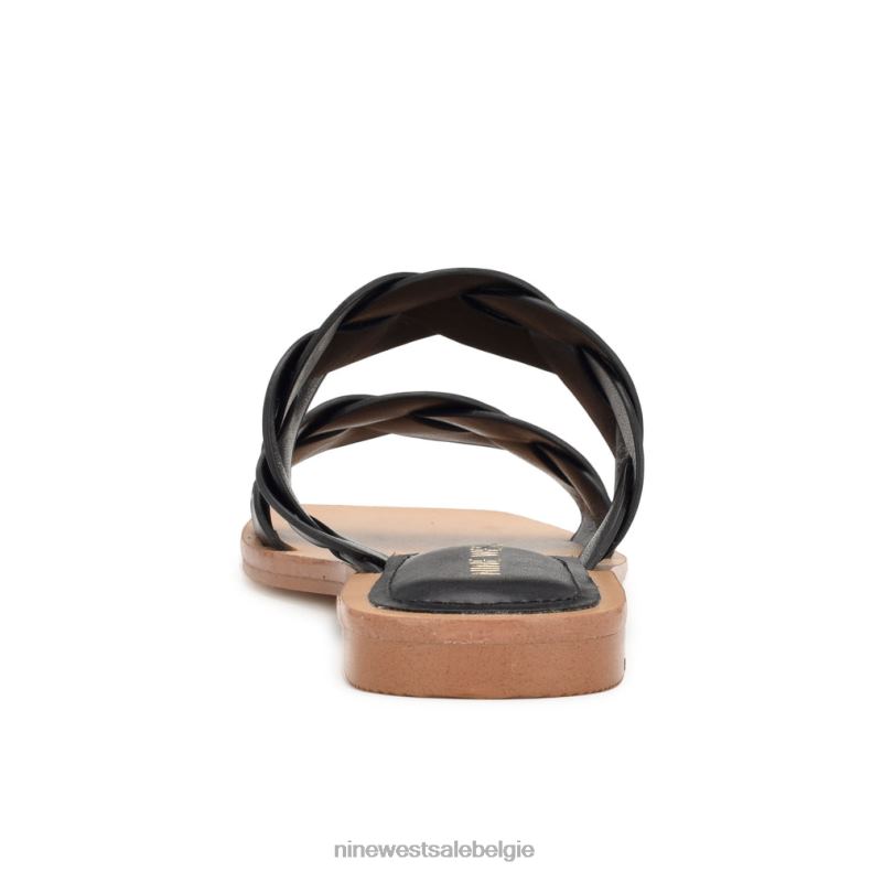 Nine West L48XT2 zwart geweven koninklijke platte sandalen