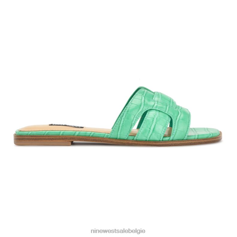 Nine West L48XT31 groene kroko germani platte sandalen