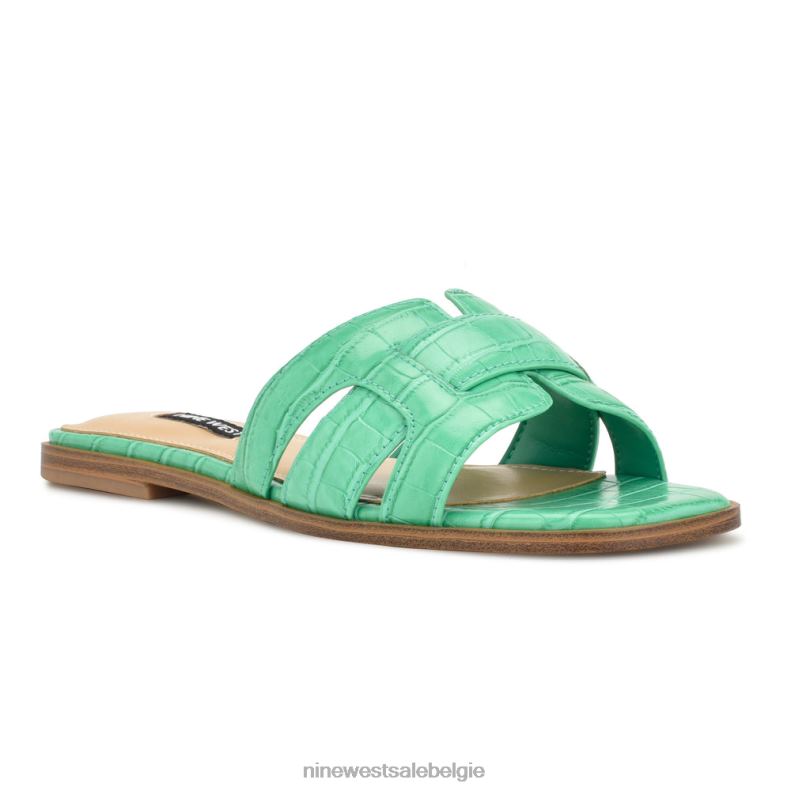 Nine West L48XT31 groene kroko germani platte sandalen