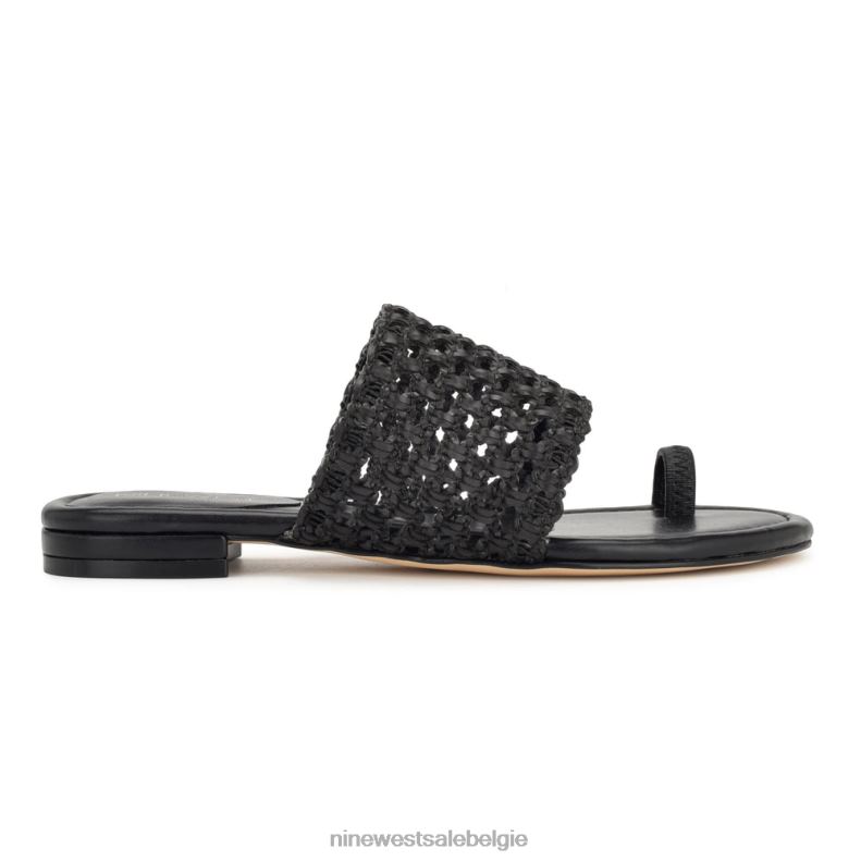 Nine West L48XT35 zwart geweven nolah platte sandalen