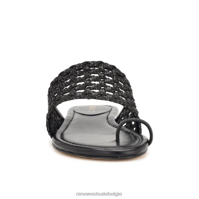 Nine West L48XT35 zwart geweven nolah platte sandalen