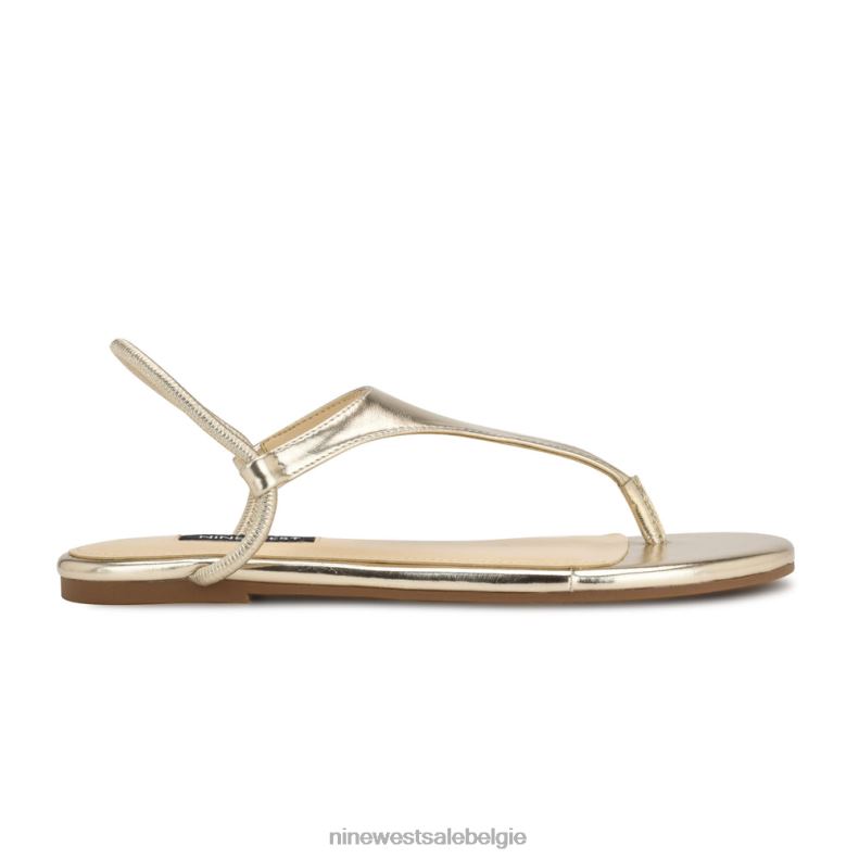 Nine West L48XT41 platina goud Braydin platte stretchsandalen