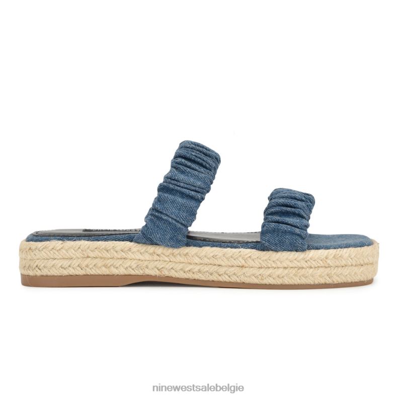 Nine West L48XT42 blauwe denim pauw espadrille platte sandalen