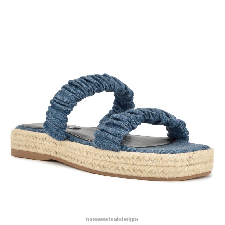 Nine West L48XT42 blauwe denim pauw espadrille platte sandalen