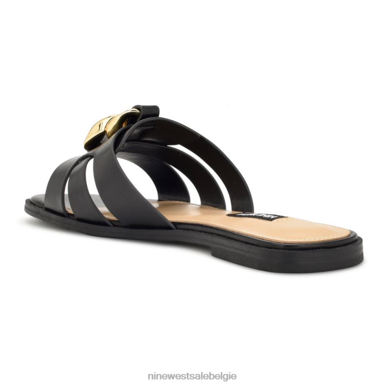 Nine West L48XT56 zwart Ganlee platte sandalen