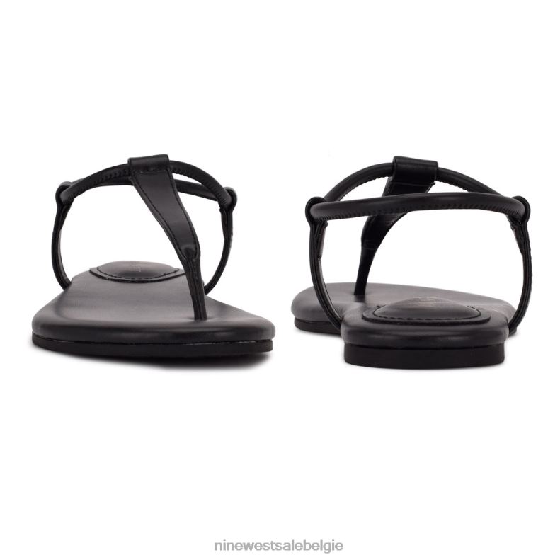 Nine West L48XT94 zwart bassie platte sandalen