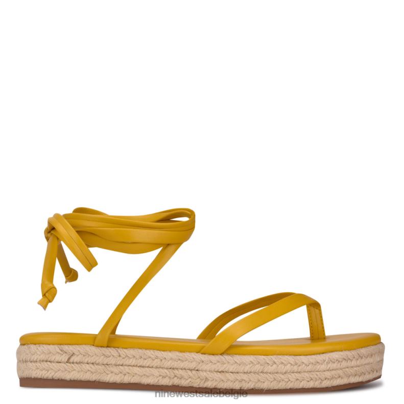 Nine West L48XT95 geel Monee platte sandalen met enkelwikkel