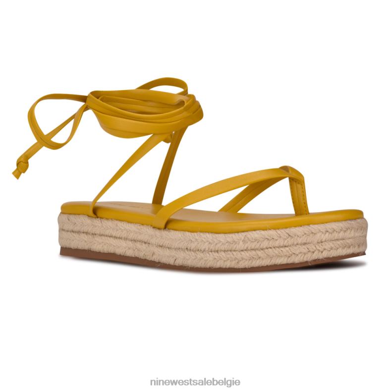 Nine West L48XT95 geel Monee platte sandalen met enkelwikkel