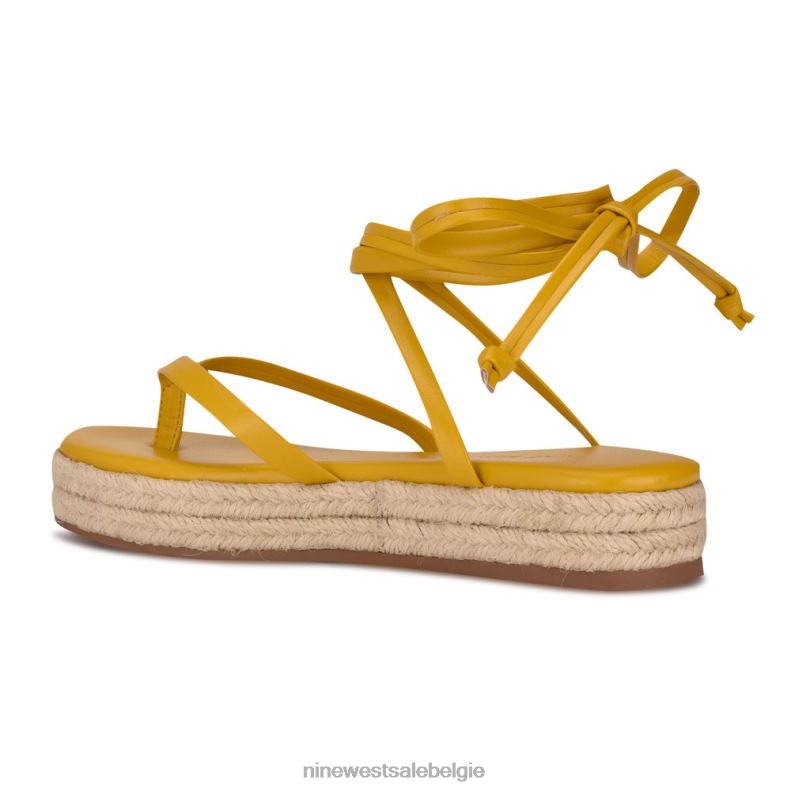 Nine West L48XT95 geel Monee platte sandalen met enkelwikkel