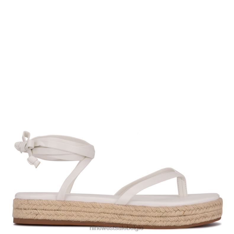 Nine West L48XT96 wit Monee platte sandalen met enkelwikkel