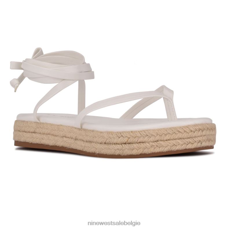 Nine West L48XT96 wit Monee platte sandalen met enkelwikkel