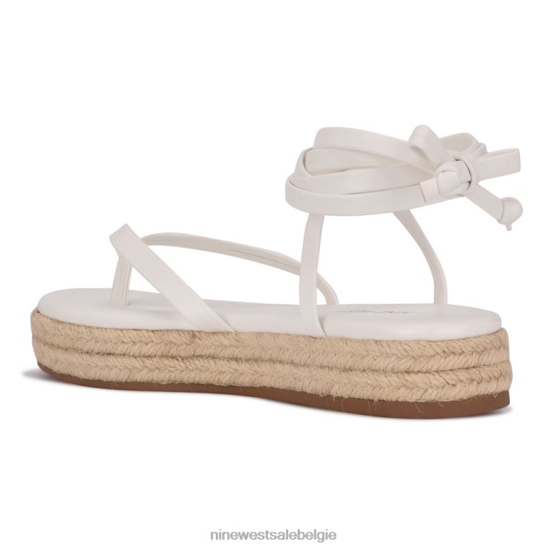 Nine West L48XT96 wit Monee platte sandalen met enkelwikkel