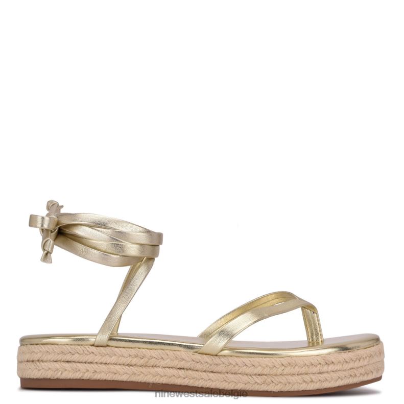 Nine West L48XT97 platijn Monee platte sandalen met enkelwikkel