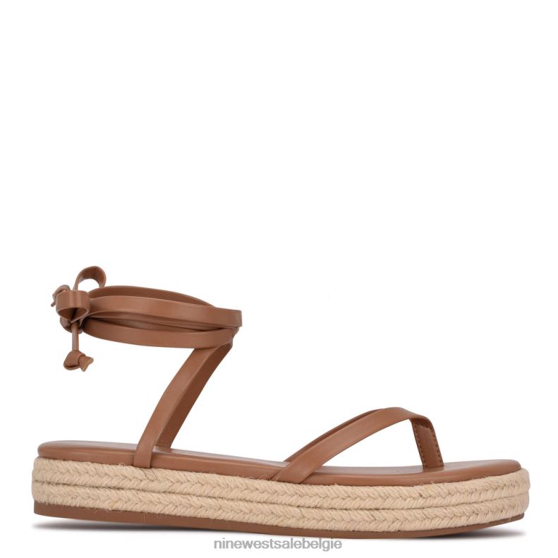 Nine West L48XT98 natuurlijk Monee platte sandalen met enkelwikkel