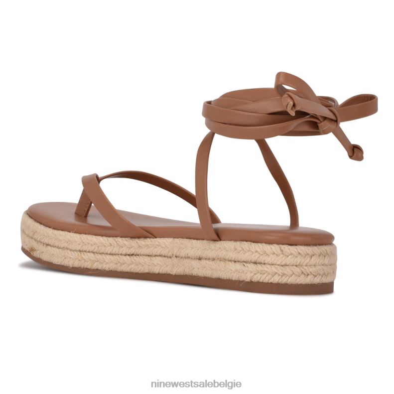 Nine West L48XT98 natuurlijk Monee platte sandalen met enkelwikkel