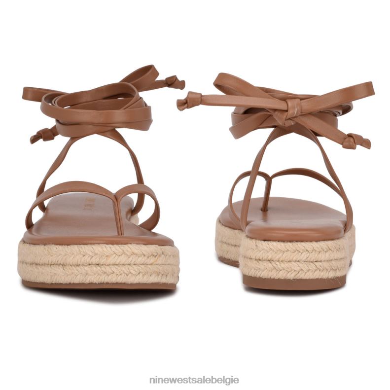 Nine West L48XT98 natuurlijk Monee platte sandalen met enkelwikkel