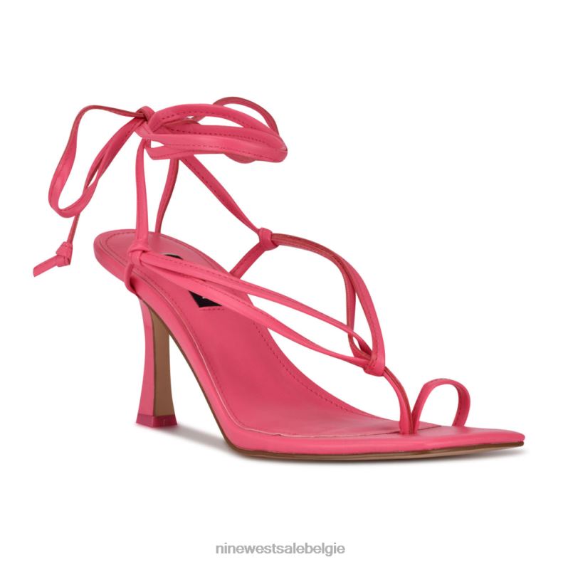 Nine West L48XT1020 wauw roze Yippie sandaal met hak en enkelwikkel