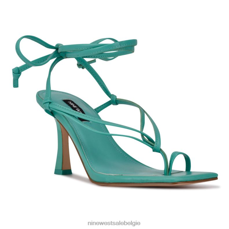 Nine West L48XT1021 turkoois Yippie sandaal met hak en enkelwikkel