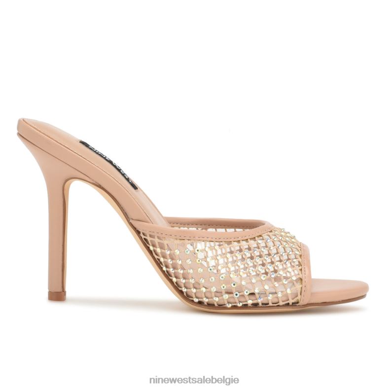 Nine West L48XT1078 licht natuurlijk gaas Glijsandalen met iriep-hak