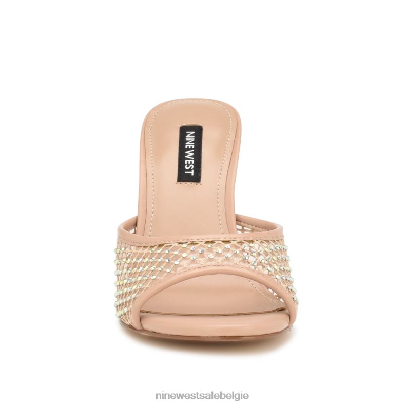 Nine West L48XT1078 licht natuurlijk gaas Glijsandalen met iriep-hak