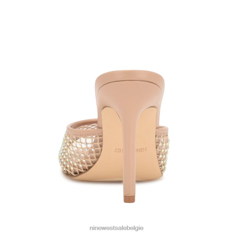 Nine West L48XT1078 licht natuurlijk gaas Glijsandalen met iriep-hak