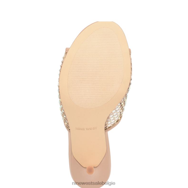 Nine West L48XT1078 licht natuurlijk gaas Glijsandalen met iriep-hak