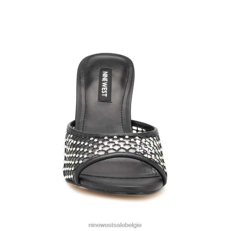 Nine West L48XT1080 zwart gaas Glijsandalen met iriep-hak