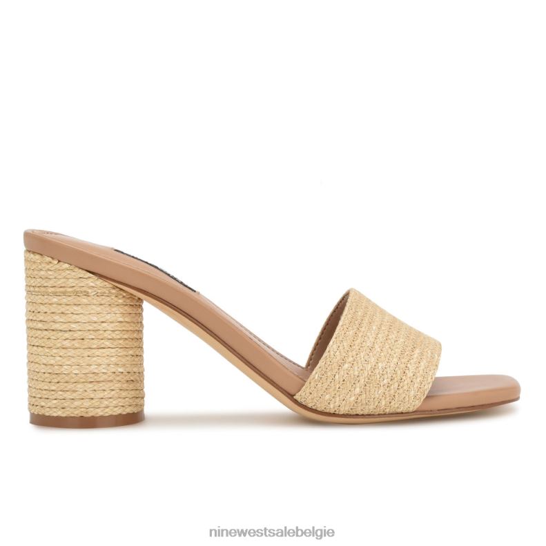 Nine West L48XT142 natuurlijk Mapeli-slipsandalen met hak