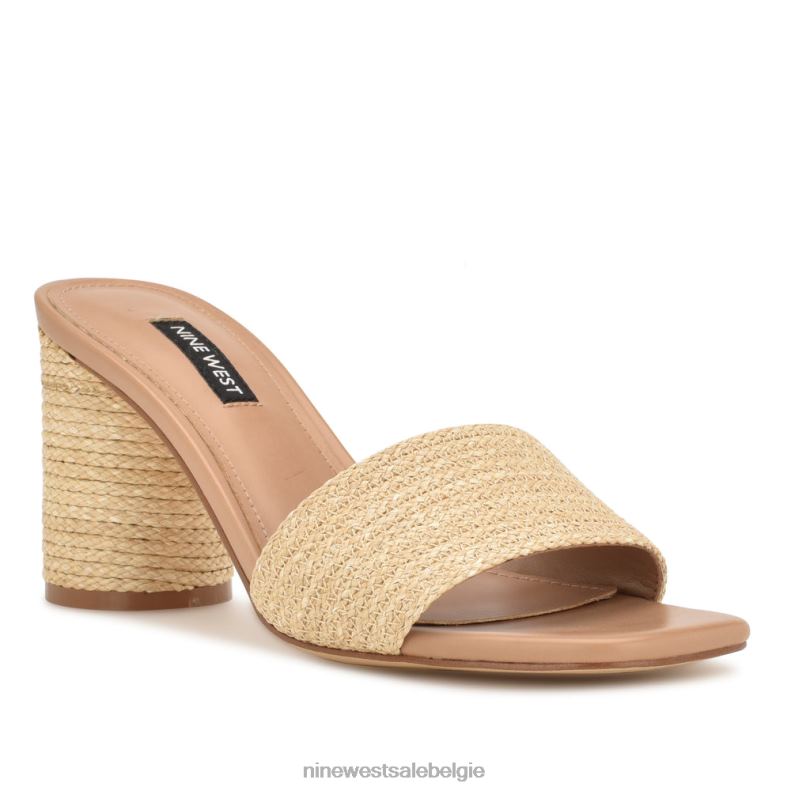 Nine West L48XT142 natuurlijk Mapeli-slipsandalen met hak