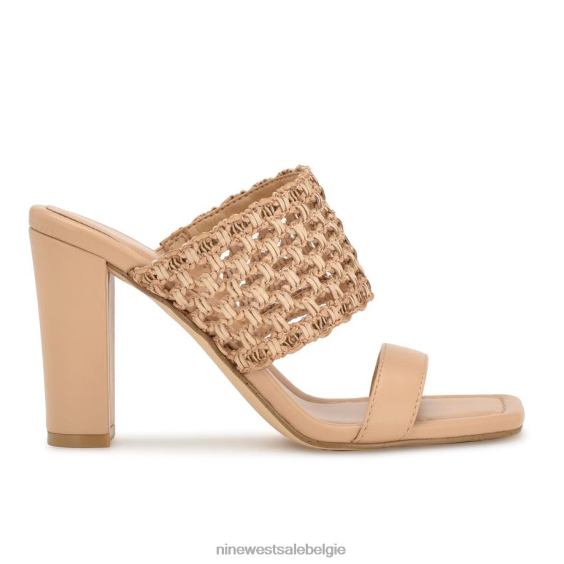 Nine West L48XT148 licht natuurlijk Mylas-slipsandalen met hak