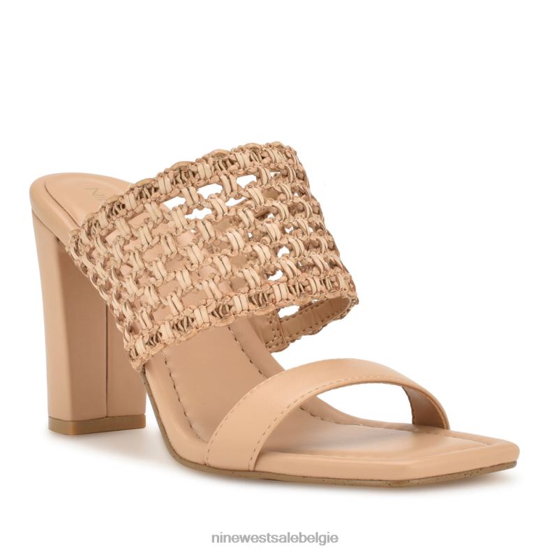 Nine West L48XT148 licht natuurlijk Mylas-slipsandalen met hak