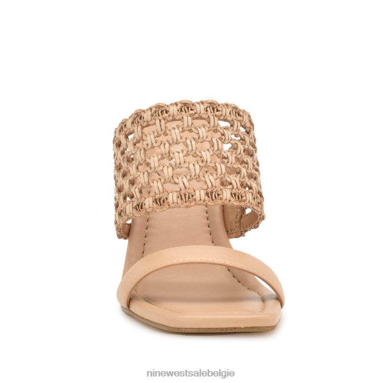 Nine West L48XT148 licht natuurlijk Mylas-slipsandalen met hak