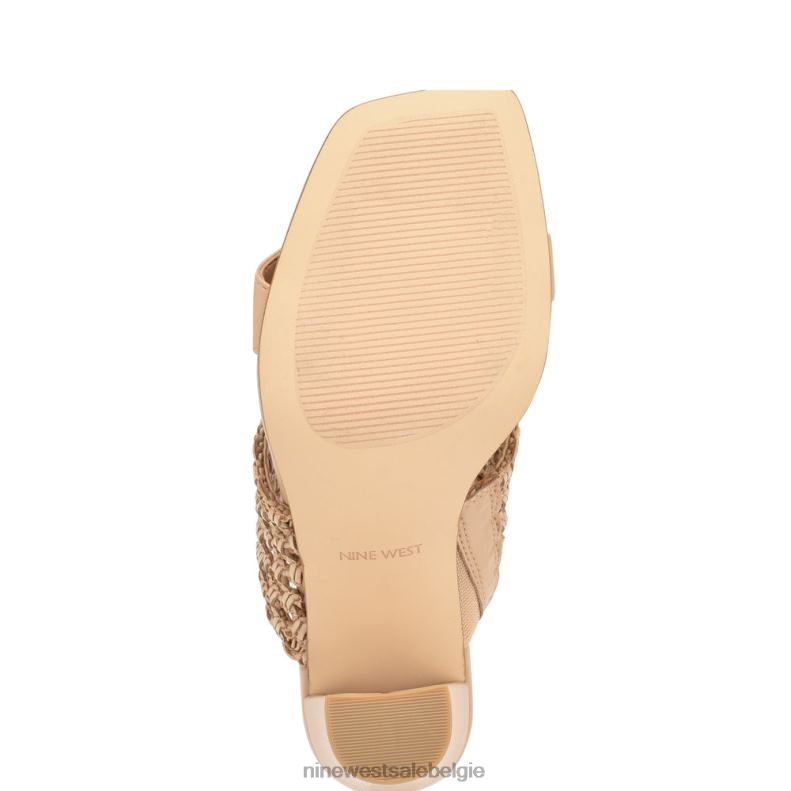 Nine West L48XT148 licht natuurlijk Mylas-slipsandalen met hak